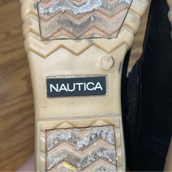 Nautica Dorsay Black Quilted Duck Rubber Boots With Ankle Zip Size 7 - Picture 7 of 12